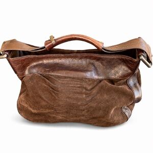 Kenneth Cole Brown Suede & Leather Slouchy Hobo Shoulder Bag